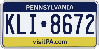 PA license plate KLI8672