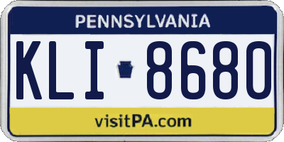 PA license plate KLI8680