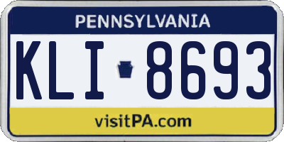 PA license plate KLI8693