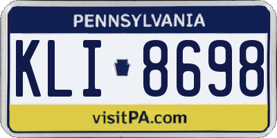 PA license plate KLI8698