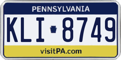 PA license plate KLI8749