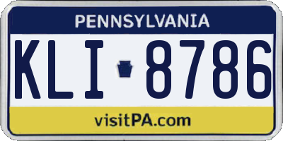 PA license plate KLI8786