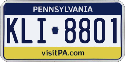 PA license plate KLI8801