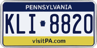 PA license plate KLI8820