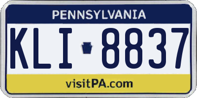 PA license plate KLI8837