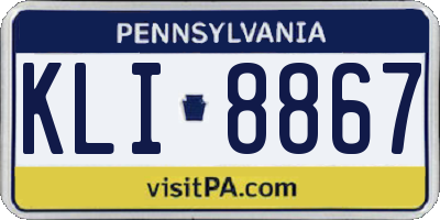 PA license plate KLI8867