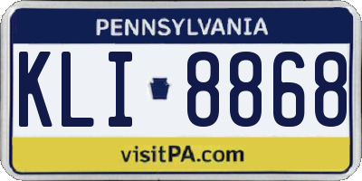 PA license plate KLI8868