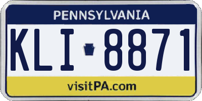 PA license plate KLI8871