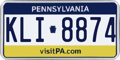 PA license plate KLI8874