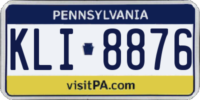 PA license plate KLI8876