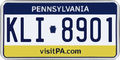 PA license plate KLI8901