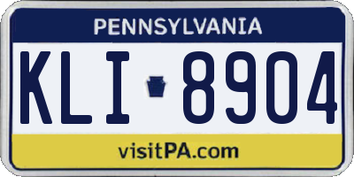 PA license plate KLI8904