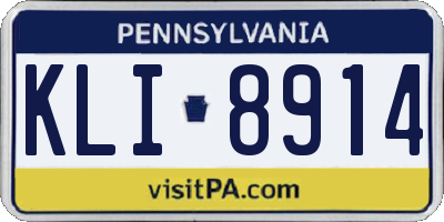 PA license plate KLI8914