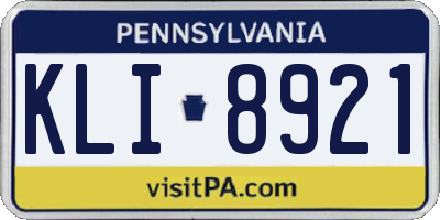 PA license plate KLI8921