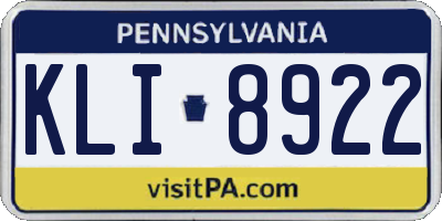 PA license plate KLI8922