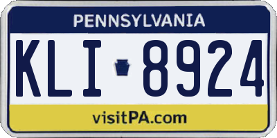 PA license plate KLI8924