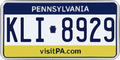 PA license plate KLI8929
