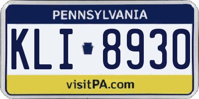 PA license plate KLI8930