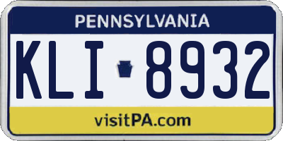 PA license plate KLI8932