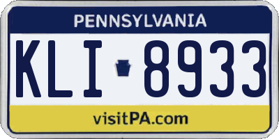 PA license plate KLI8933