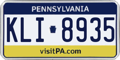 PA license plate KLI8935