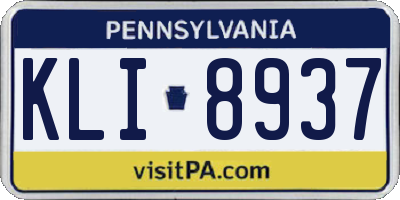 PA license plate KLI8937