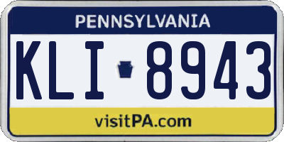 PA license plate KLI8943