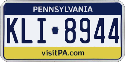 PA license plate KLI8944