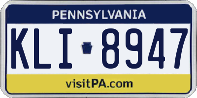 PA license plate KLI8947
