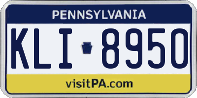 PA license plate KLI8950