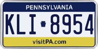 PA license plate KLI8954