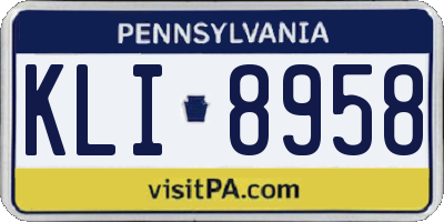 PA license plate KLI8958