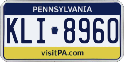 PA license plate KLI8960