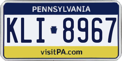 PA license plate KLI8967