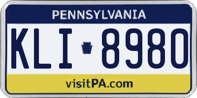 PA license plate KLI8980