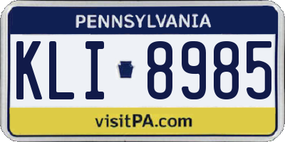 PA license plate KLI8985