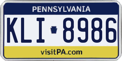 PA license plate KLI8986