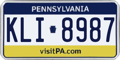 PA license plate KLI8987