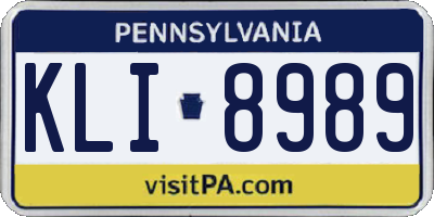 PA license plate KLI8989