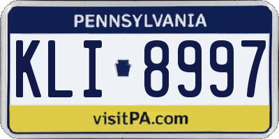 PA license plate KLI8997