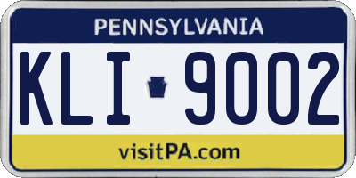 PA license plate KLI9002
