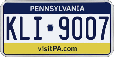 PA license plate KLI9007