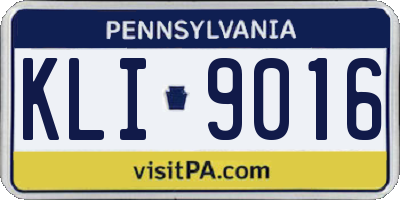 PA license plate KLI9016