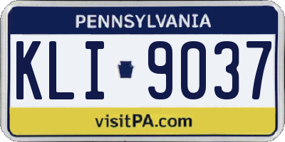 PA license plate KLI9037