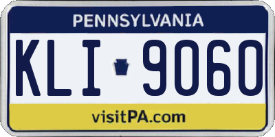 PA license plate KLI9060