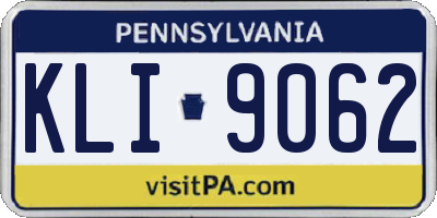 PA license plate KLI9062