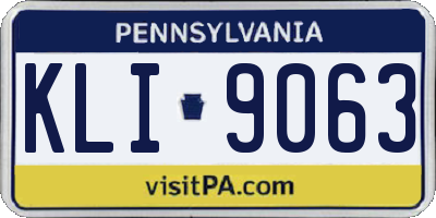 PA license plate KLI9063