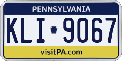 PA license plate KLI9067