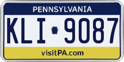 PA license plate KLI9087