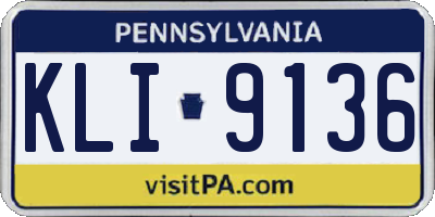 PA license plate KLI9136